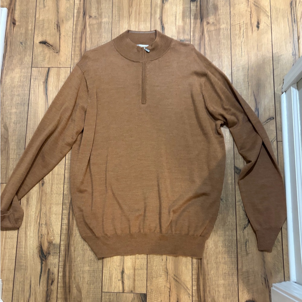 Peter Millar Brown Half Zip Sweater